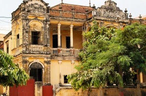 Side view of the villa in Phnom Penh that was destroyed.